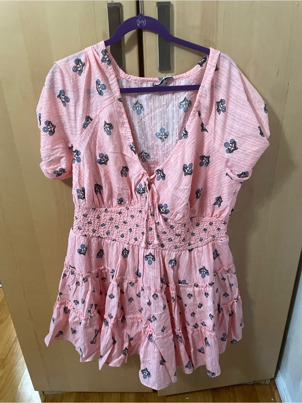 torrid Pink Floral Tie-Front Smocked Waist Tunic 2x